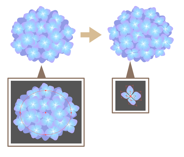 Illustrator：紫陽花イラストの描き方