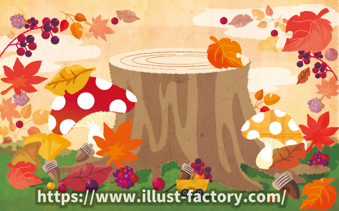 秋　紅葉　きのこ　秋素材