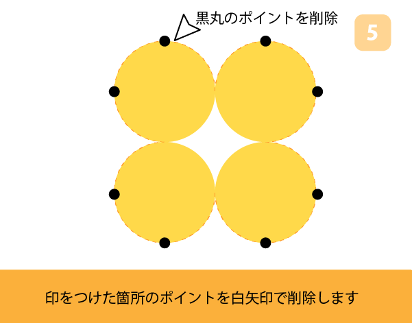 【イラレ初心者向け】Illustratorで作る簡単なキラキラの作り方　手順5　不要なポイントを削除　簡単にキラキラを描く方法　カンタン　イラレ　Illustrator 　キラキラの書き方　キラキラの作り方