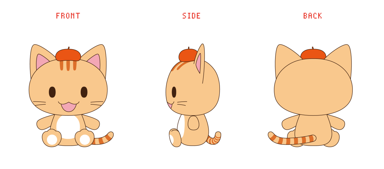 ぬいぐるみの三面図