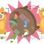 動物イラスト☆ネコがちゃぶ台をひっくりかえす(=^..^=)