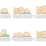 枕と寝方の説明図解イラスト★シンプルな線画タッチ