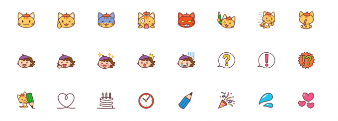 ｌｉｎｅ絵文字の販売開始 シンプルかわいい猫たちの絵文字 お仕事紹介 質問解決ブログ イラスト制作の株式会社アット