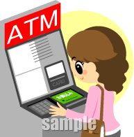 A17-06 ATMを操作する女性の素材作成例