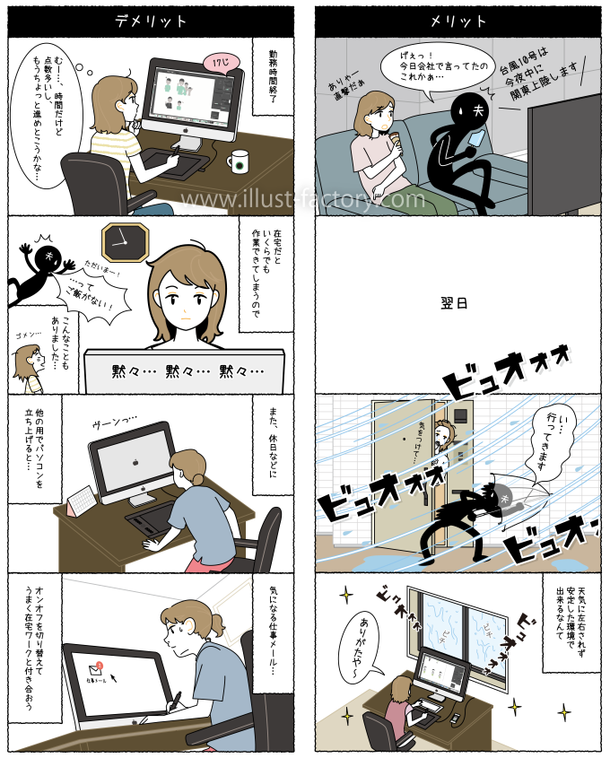 シンプルタッチ 在宅勤務エピソード漫画制作例 A190 イラスト工房