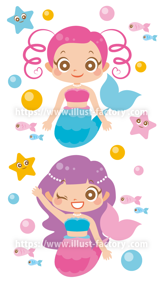 ポップでかわいいマーメイド 人魚イラスト制作例 34 イラスト工房