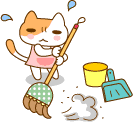 A30-06 ネコが掃き掃除をするイラスト制作例