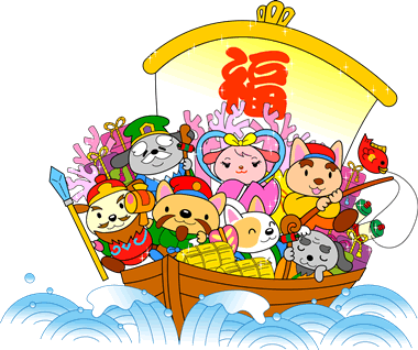 C16-08 犬の七福神キャラクター制作例　宝船