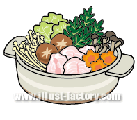 G104-10 野菜、肉などの鍋のイラスト