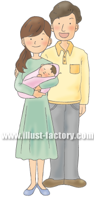 G117-03 人物　赤ちゃんを抱く家族