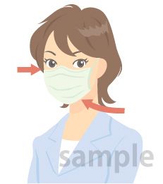 G35-05 インフルエンザ対策イラスト　マスクのつけ方