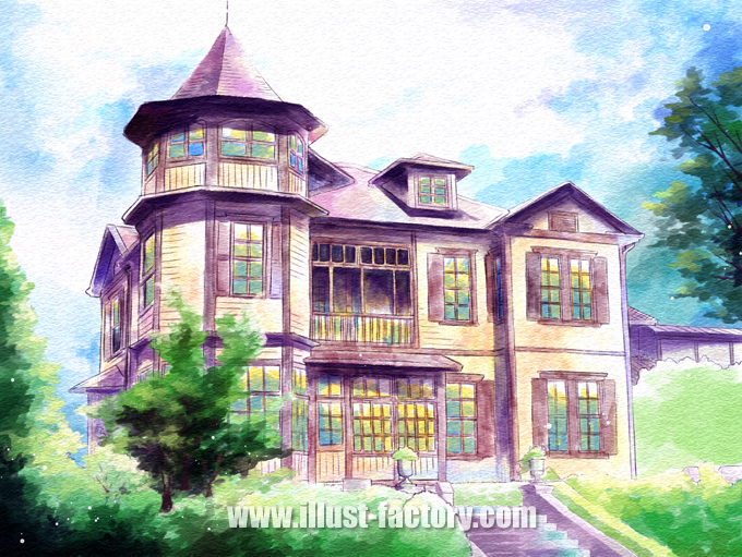 手描き水彩 建物 住宅イラスト制作 H38 イラスト工房