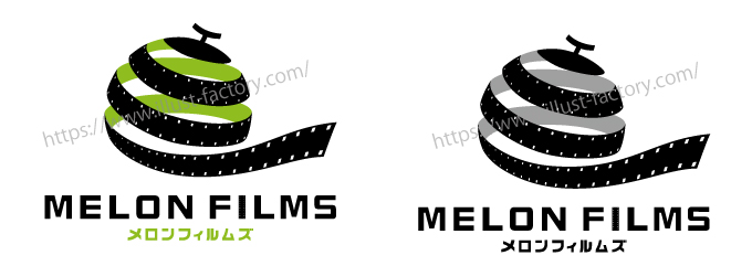 メロンとフィルムモチーフの会社ロゴマーク　R26
