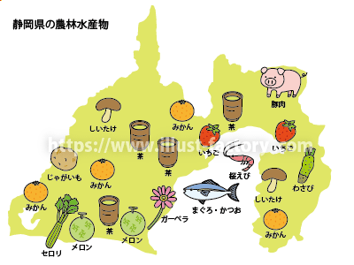 静岡県イラストマップ 教科書子供向けタッチ M48 イラスト工房