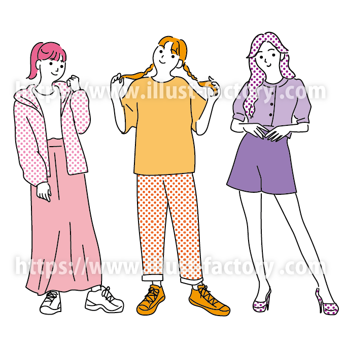 男性 女性のファッションを紹介するイラスト B108 イラスト工房