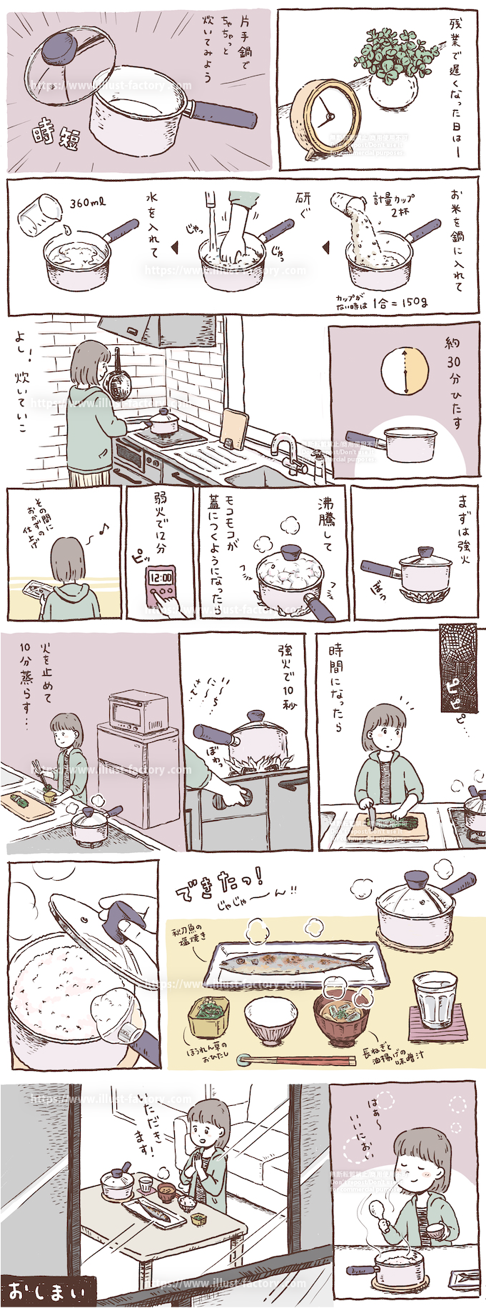 手書きタッチのレシピ漫画イラスト　J57