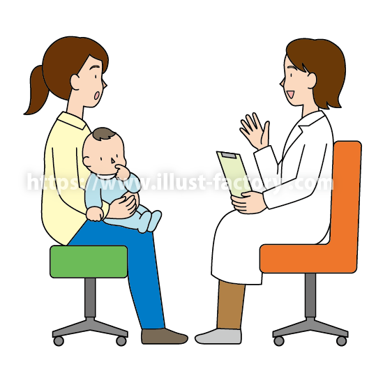 赤ちゃんとお母さん　乳児検診/問診イラスト　G572-2