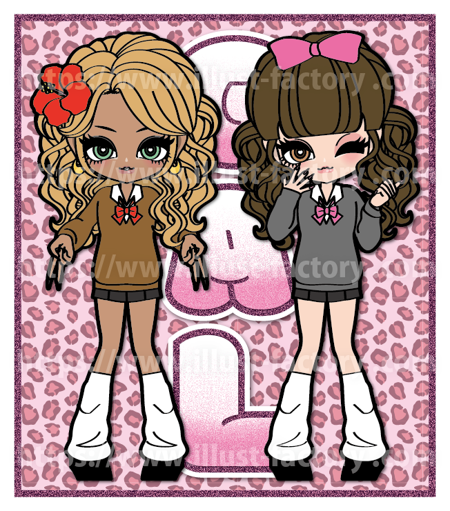 ルーズソックスを履いた平成ギャルのイラスト制作例　Y2K・平成レトロイラスト　G608