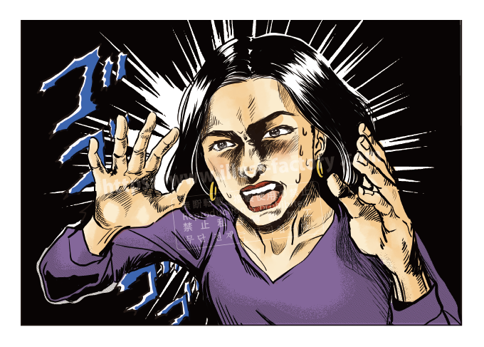 劇画タッチ 女性イラスト制作例 G610 驚く女性